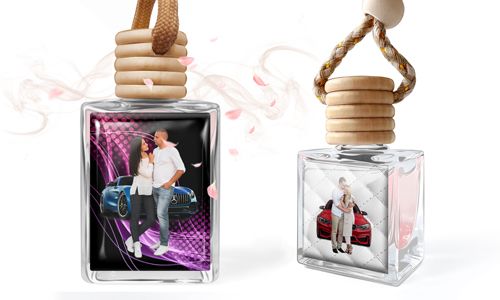 Mini car air freshener with a picture of your husband