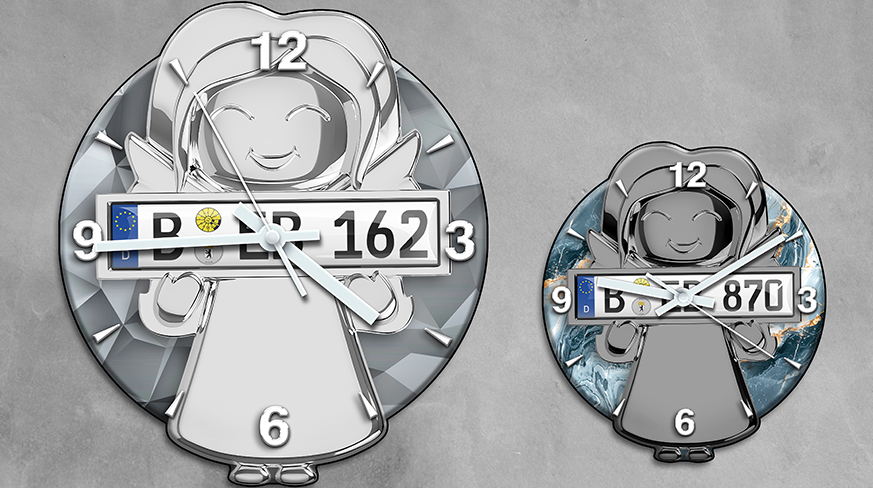 header-angel-wall-clock-license-plate