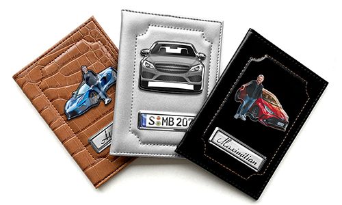 Car document holder with photo and license plate for you!