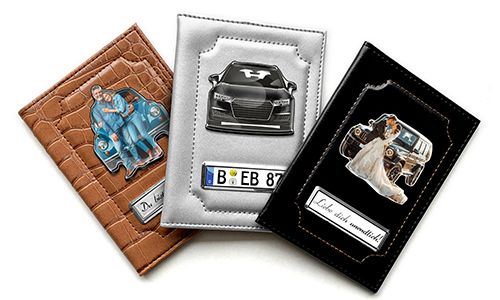 Car document holder with photo and license plate for your husband