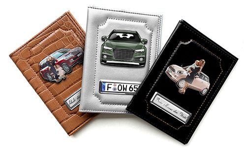 Car document holder with photo and license plate for your mother