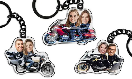 Comic-Motorrad-Schlüsselanhänger Mit Deinem Foto