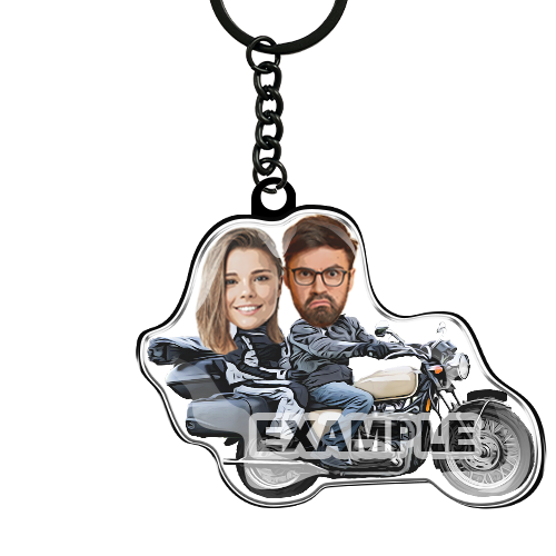 Comic Motorcycle Keychain Personalized Photo