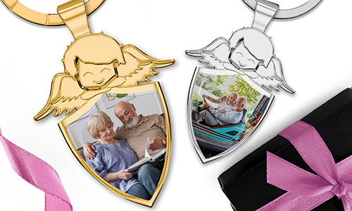 Guardian angel keychain shield with your grandma photo