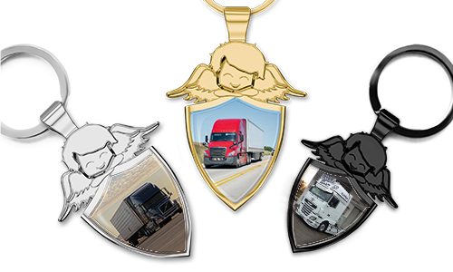 Guardian angel keychain shield with your truck photo