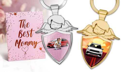 Personalised angel keychain shield - gift for your mother