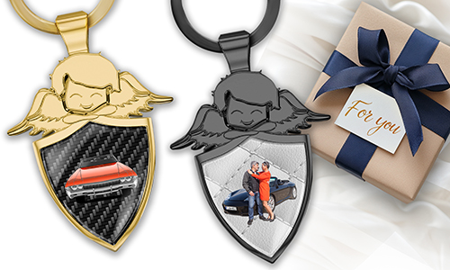 Guardian angel keychain with your partner's vehicle