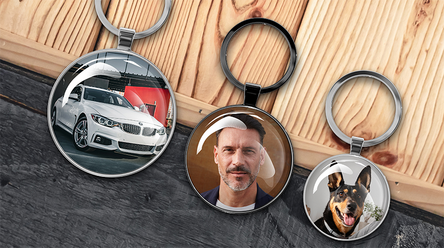 Porte-clés rond personnalisé avec photo imprimée