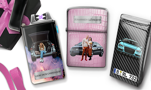 Briquet Coolline avec voiture/photo et plaque d'immatriculation pour ta femme