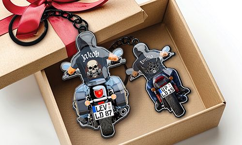 Porte-clés de biker avec le prénom de ton père !