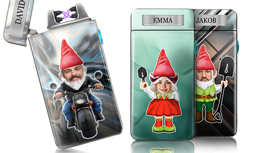Personalised lighter garden gnome name electric