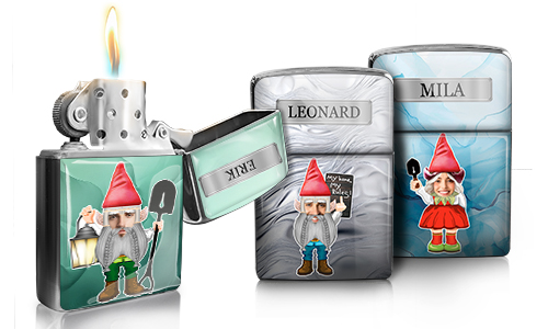 Personalised lighter garden gnome with name gazoline