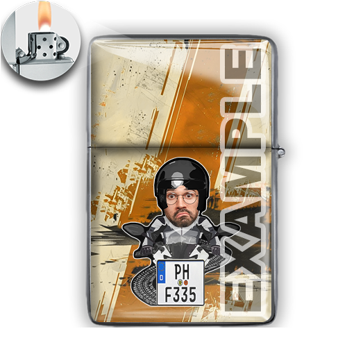 Personalised lighter with motorcyclist