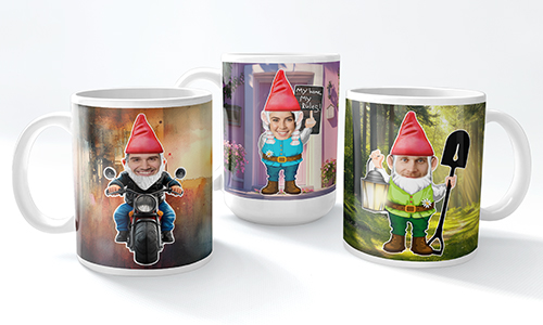 Personalized mug with garden gnome