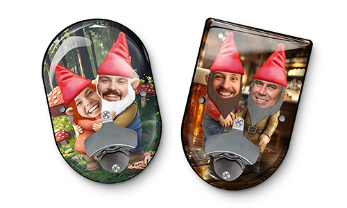 Personalized wall bottle opener standard garden gnomes couple friends