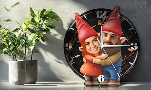 gallery-personalized-wall-clock-garden-gnomes-couple-friends-1