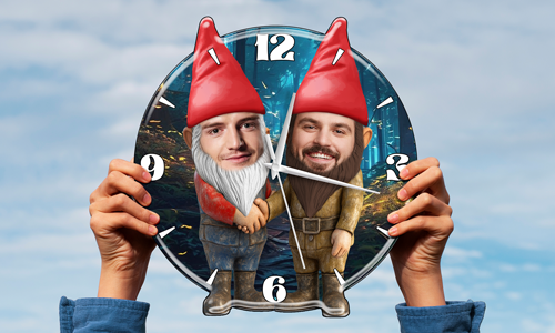 gallery-personalized-wall-clock-garden-gnomes-couple-friends-5