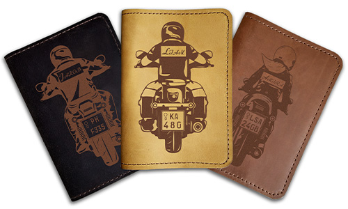 Real Leather Motorcycle Documents Holder