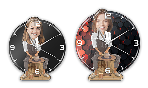 Personalisierte Wanduhr Comic Hobby - Töpferkunst