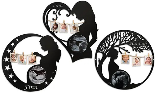 Décoration murale personnalisée en métal avec des images d'échographie pour les futures mamans