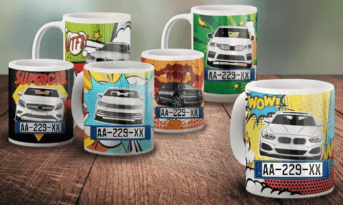 Tazas de cómic de coches