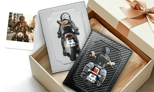 Personalisierter Dokumentenhalter für Motorrad mit Namen und Kennzeichen – Geschenk für deine liebe Tochter