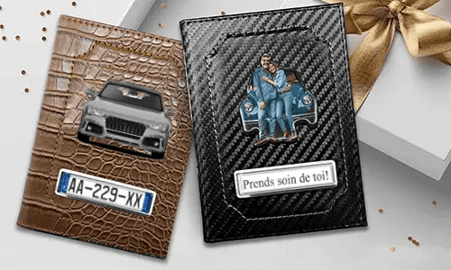 Car document holder with photo and license plate for your husband