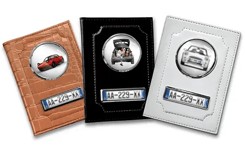 Standard car document holder with car/photo and license plate for your wife