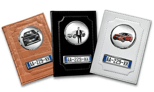 Porte-documents de voiture standard pour hommes avec voiture/photo et plaque d'immatriculation