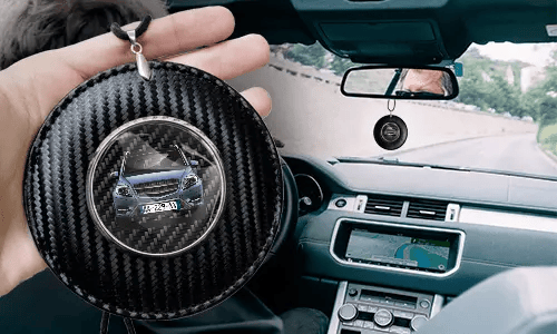 Autospiegelketting Rond - Koolstof