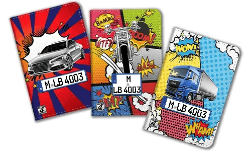 Portadocumentos para coche estilo cómic