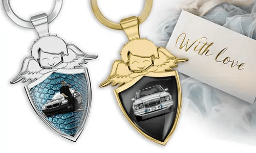 Personalised angel keychain shield - gift for your boyfriend