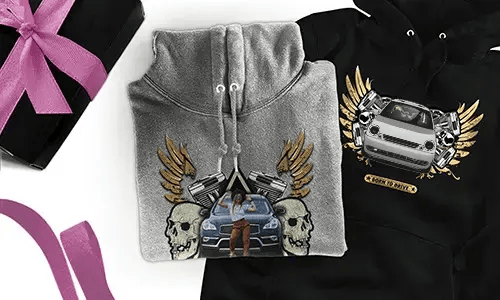 Hoodie with car motif for your mother !