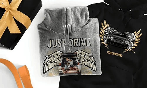 Personalized hoodie with car motif for your wife