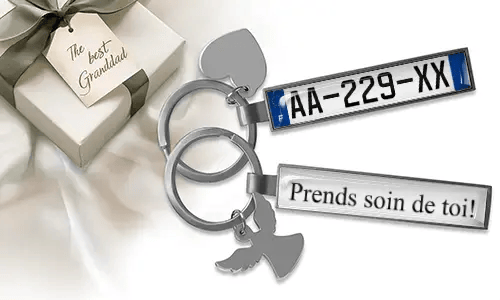 Personalized license plate keychain for grandpa
