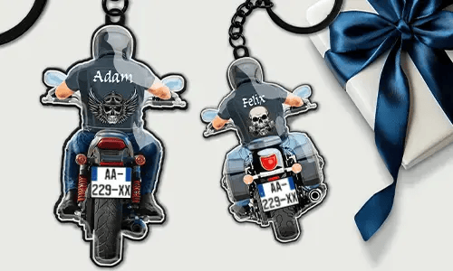 Porte-clés biker avec le nom de ton mari !