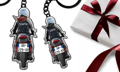 Personalised motorcycle keychain with name and license plate - wonderful gift for yourself