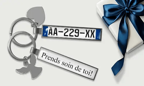 Personalized license plate keychain for couples