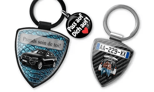Porte-clés personnalisé en forme de bouclier pour frère