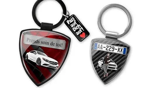 Personalized men's shield keychain