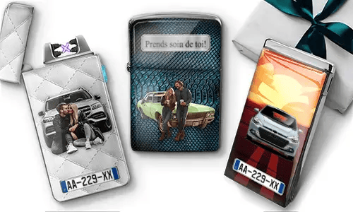 Personalized stainless steel lighters with custom car and couple designs for boyfriend gifts
