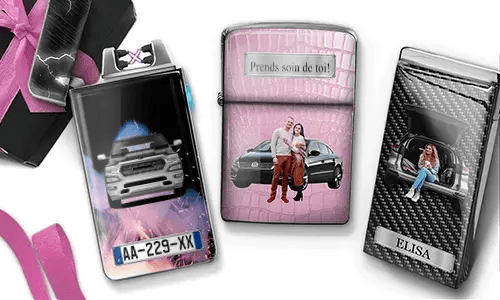 Briquet Coolline avec voiture/photo et plaque d'immatriculation pour ta femme
