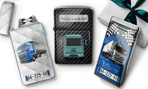 Personalized truck-themed lighters and custom truck accessories.