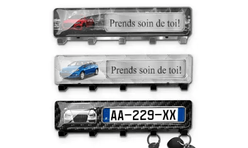 Keyholder-wall with car silhouette and licence plate for a car lover