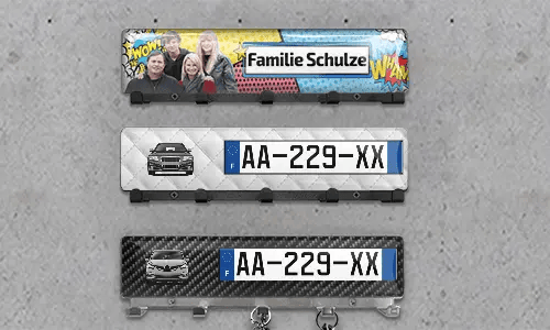 Luxe Wand-Sleutelbord Auto Silhouetten Kentekenplaat - Chroom