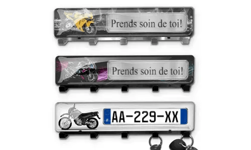 Keyhanger with motorcycle picture and license plate