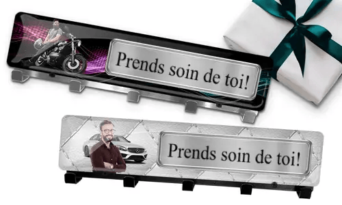 Sleutelhanger met de foto van je zoon en zijn kenteken