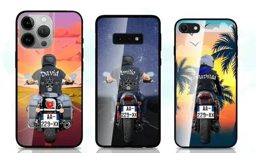 Telefoonhoes Motorfiets met naam