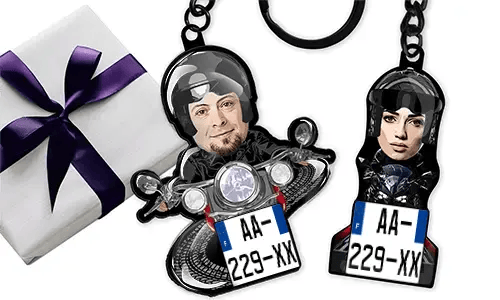 Porte-clés de moto personnalisé avec photo d'un couple adorable