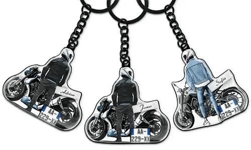 Porte-clés moto personnalisé avec nom